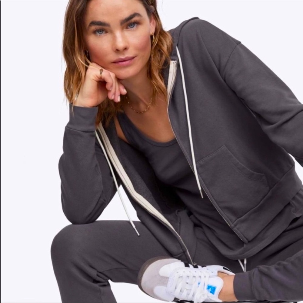 MATE the Label Charcoal Gray Zip Hoodie